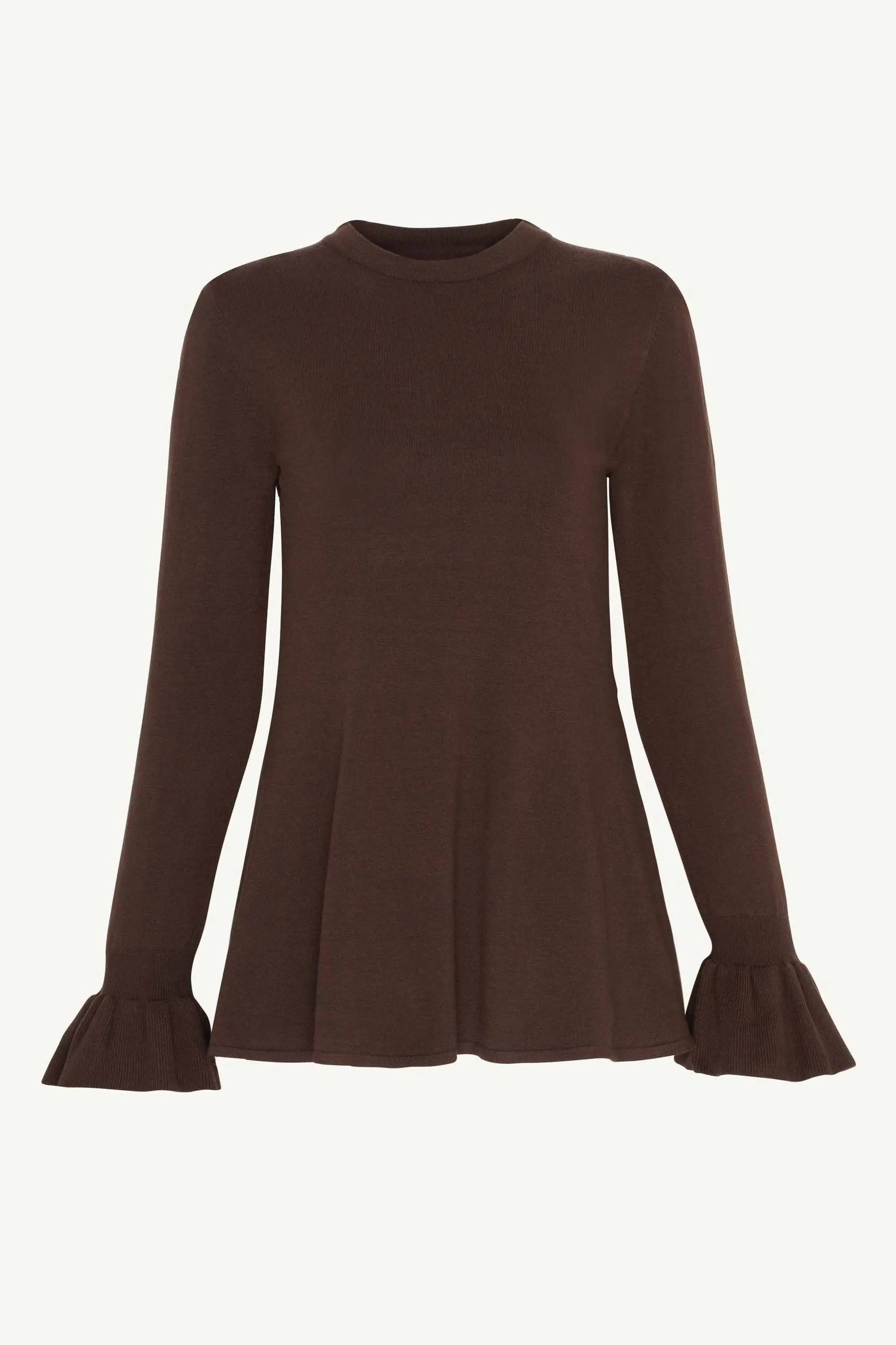 Alara Peplum Knit Top - Chocolate Brown