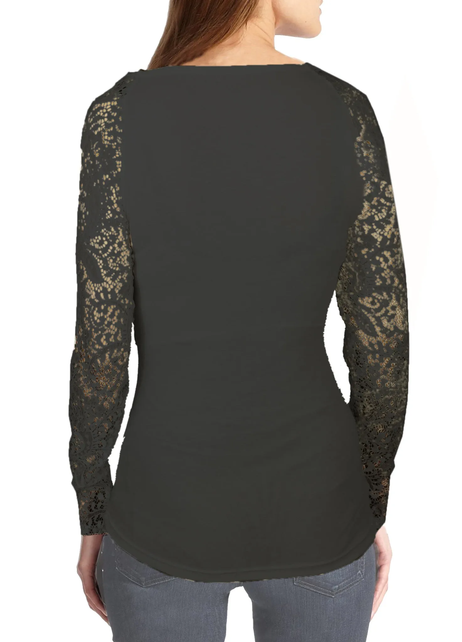 ASHORE WOMENS BOW-TIE STRETCH LACE BLOUSE