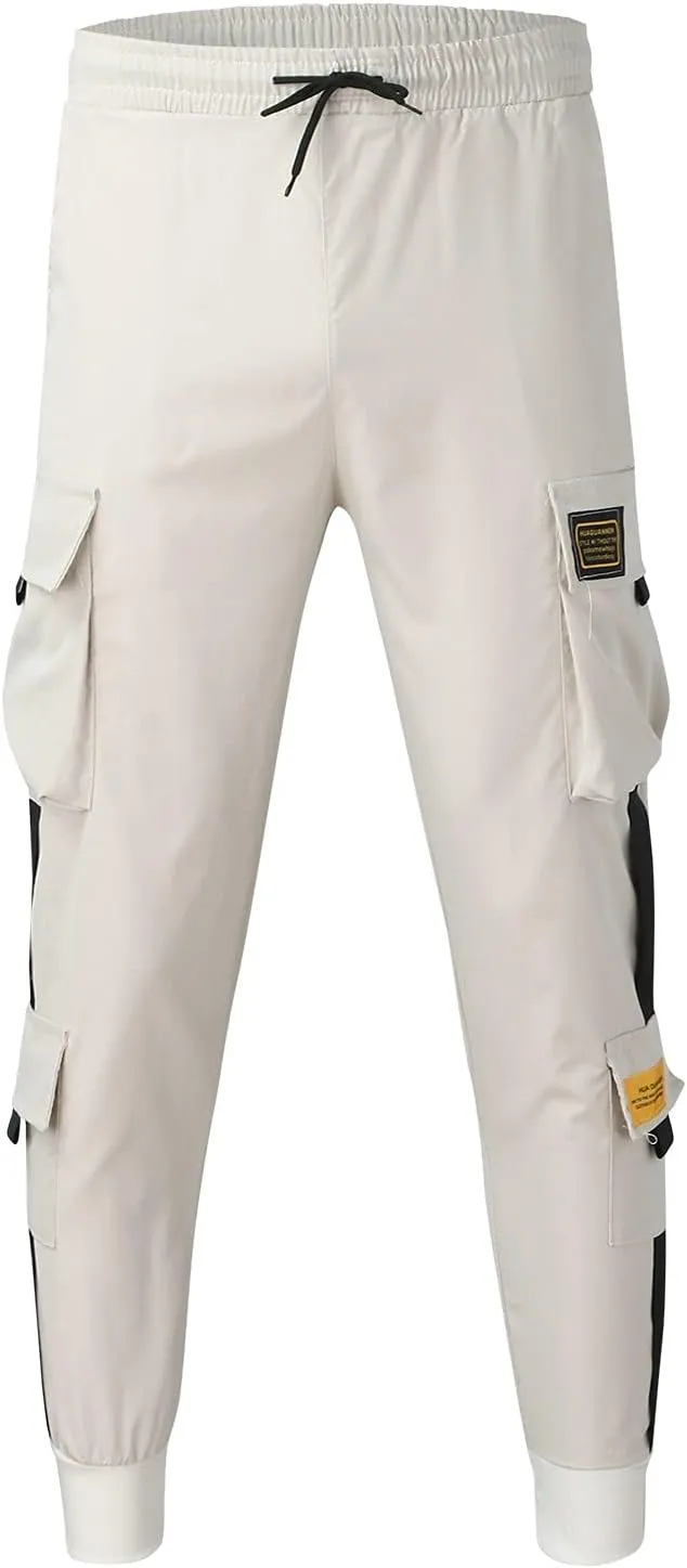 Cargo Pants for Men Relaxed Fit Cargo Sweatpants Elastic Waist Drawstring Athletic Trousers Casual Baggy Jogger Pants