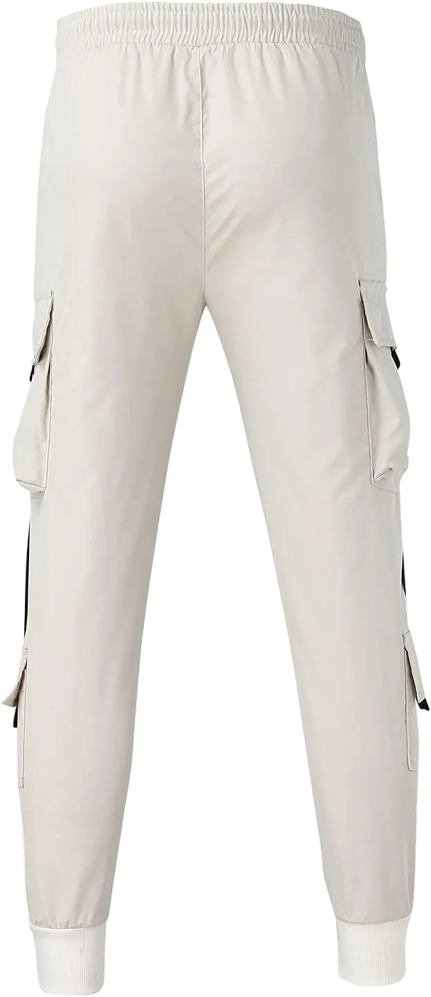 Cargo Pants for Men Relaxed Fit Cargo Sweatpants Elastic Waist Drawstring Athletic Trousers Casual Baggy Jogger Pants