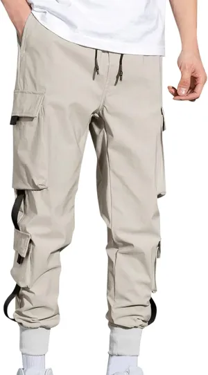 Cargo Pants for Men Relaxed Fit Cargo Sweatpants Elastic Waist Drawstring Athletic Trousers Casual Baggy Jogger Pants