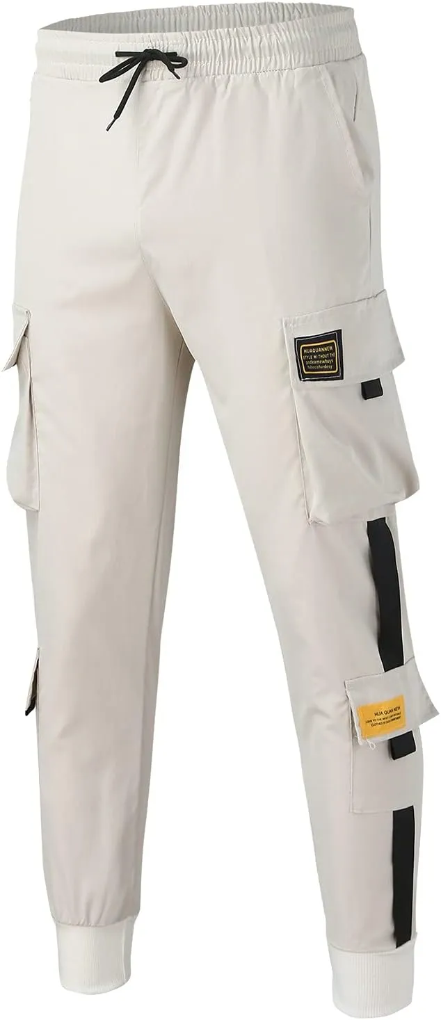 Cargo Pants for Men Relaxed Fit Cargo Sweatpants Elastic Waist Drawstring Athletic Trousers Casual Baggy Jogger Pants