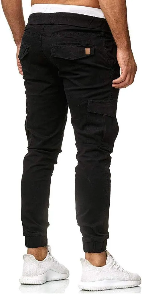 Cargo Pants for Men Relaxed Fit Cargo Sweatpants Stretch Elastic Waist Athletic Workout Jogger Pants Drawstring Sport