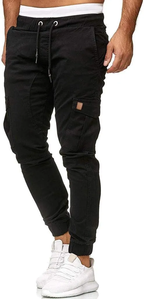 Cargo Pants for Men Relaxed Fit Cargo Sweatpants Stretch Elastic Waist Athletic Workout Jogger Pants Drawstring Sport