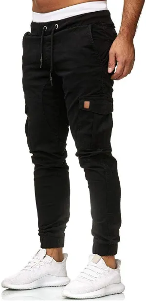 Cargo Pants for Men Relaxed Fit Cargo Sweatpants Stretch Elastic Waist Athletic Workout Jogger Pants Drawstring Sport