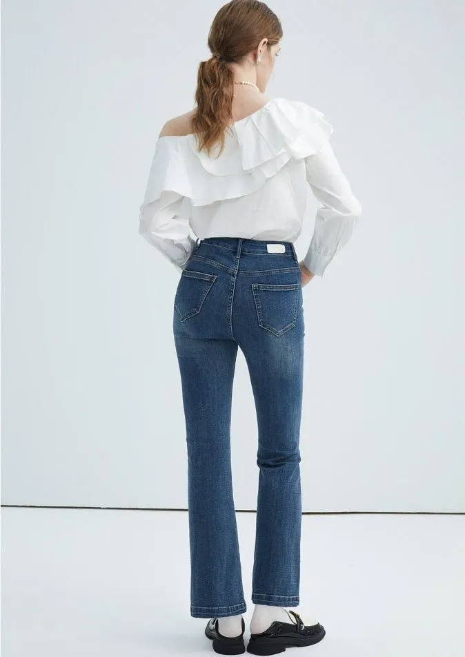 DIAGONAL COLLAR RUFFLE SHIRT