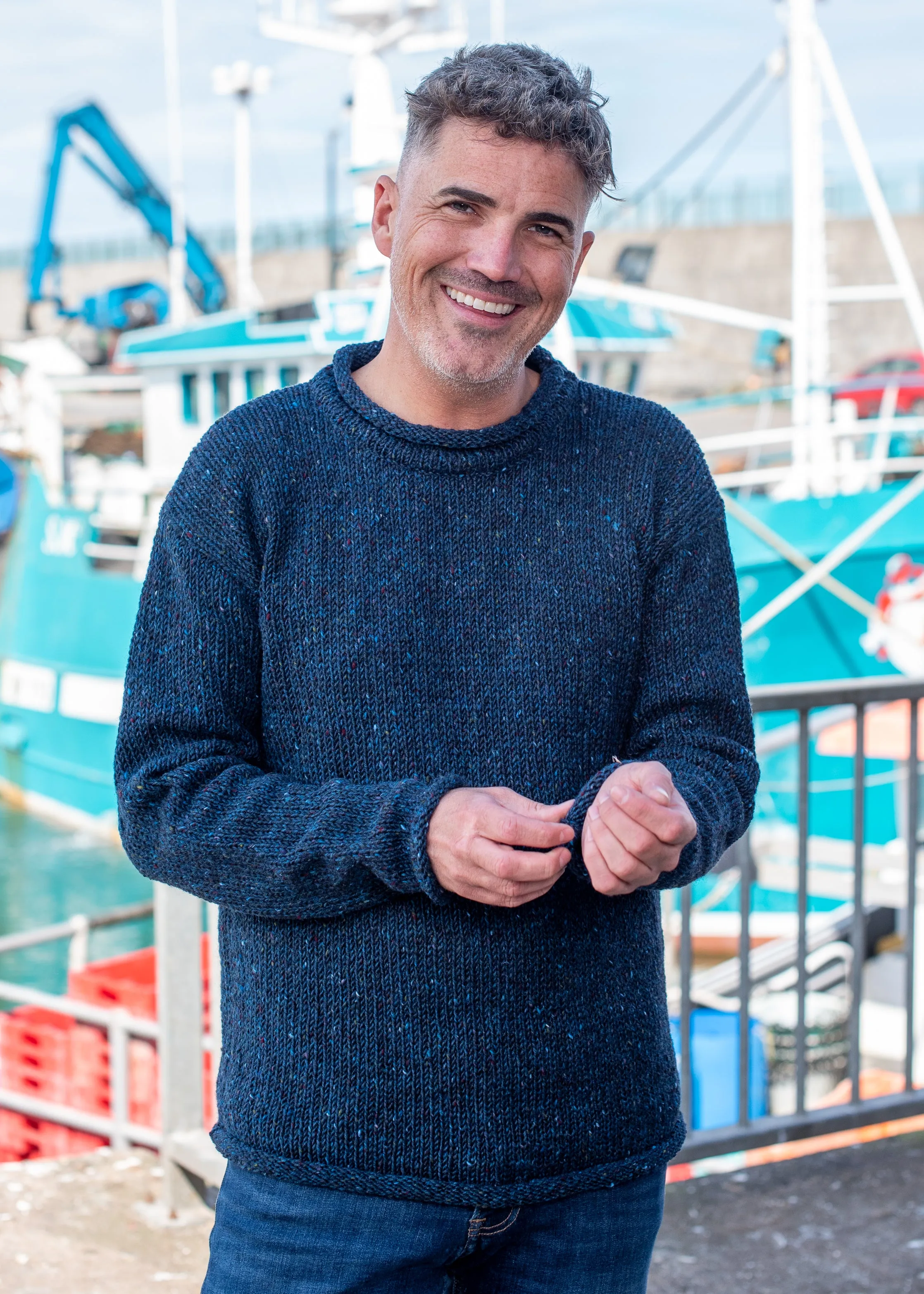 Donegal Roll Neck Sweater | Navy