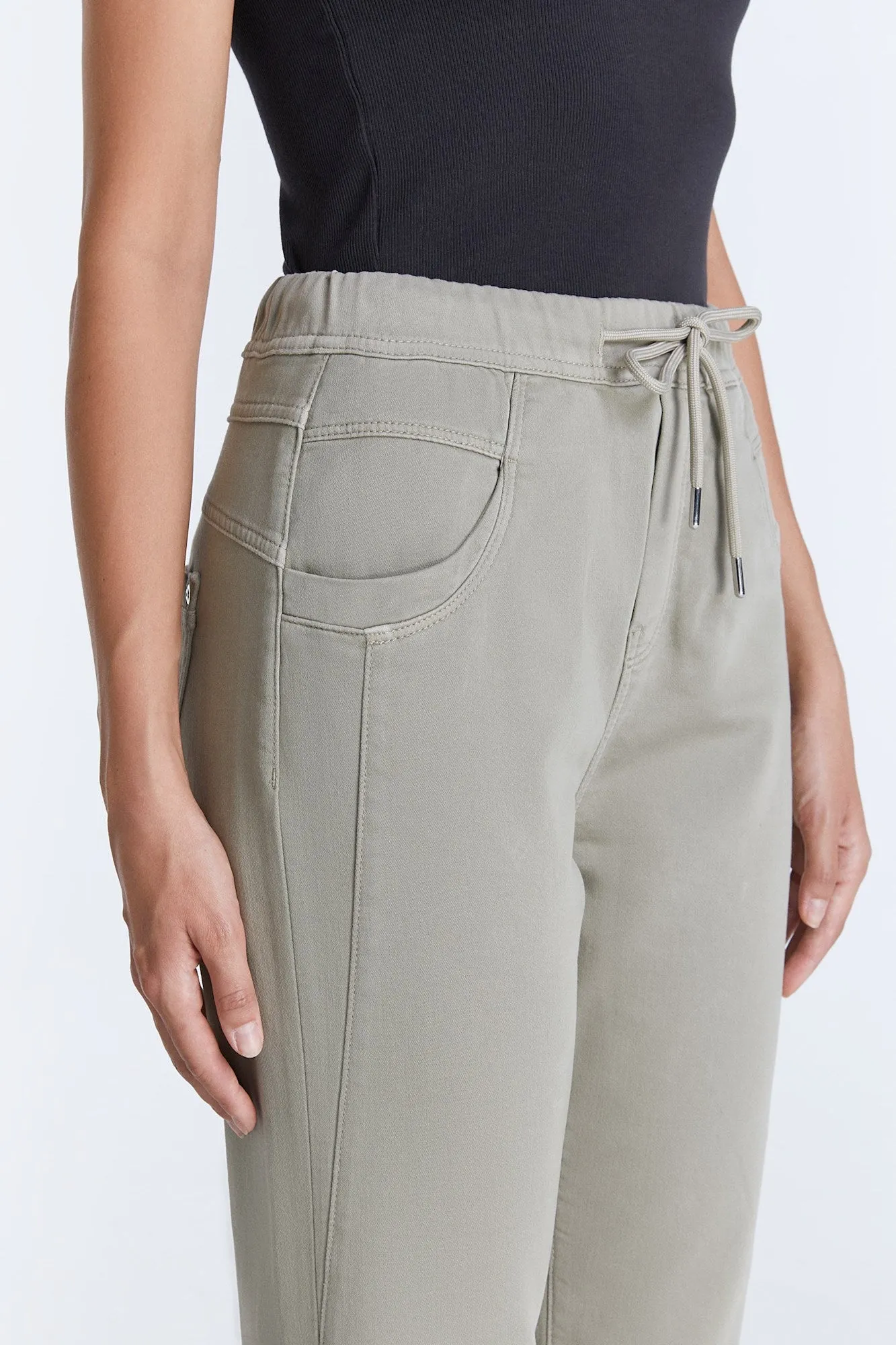 Ella Mid Waist Jogger 5 Pocket Ankle Pants Sage
