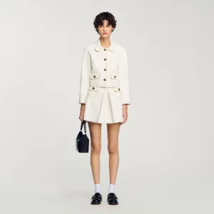 Elodie Peter Pan Collar Cropped Jacket Ecru
