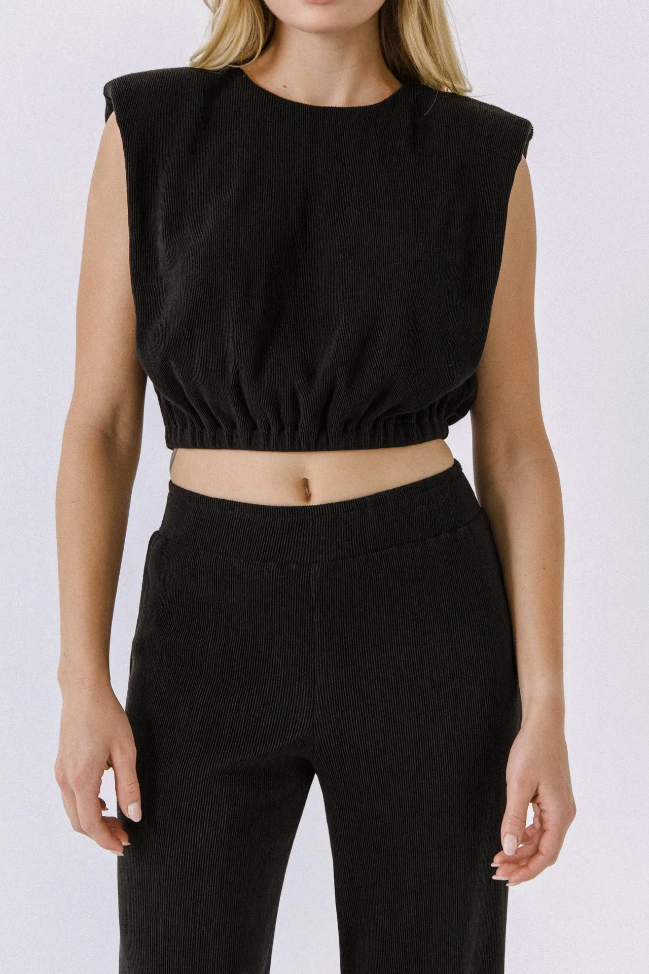 Endless Rose - Pleated Shoulder Pad Top