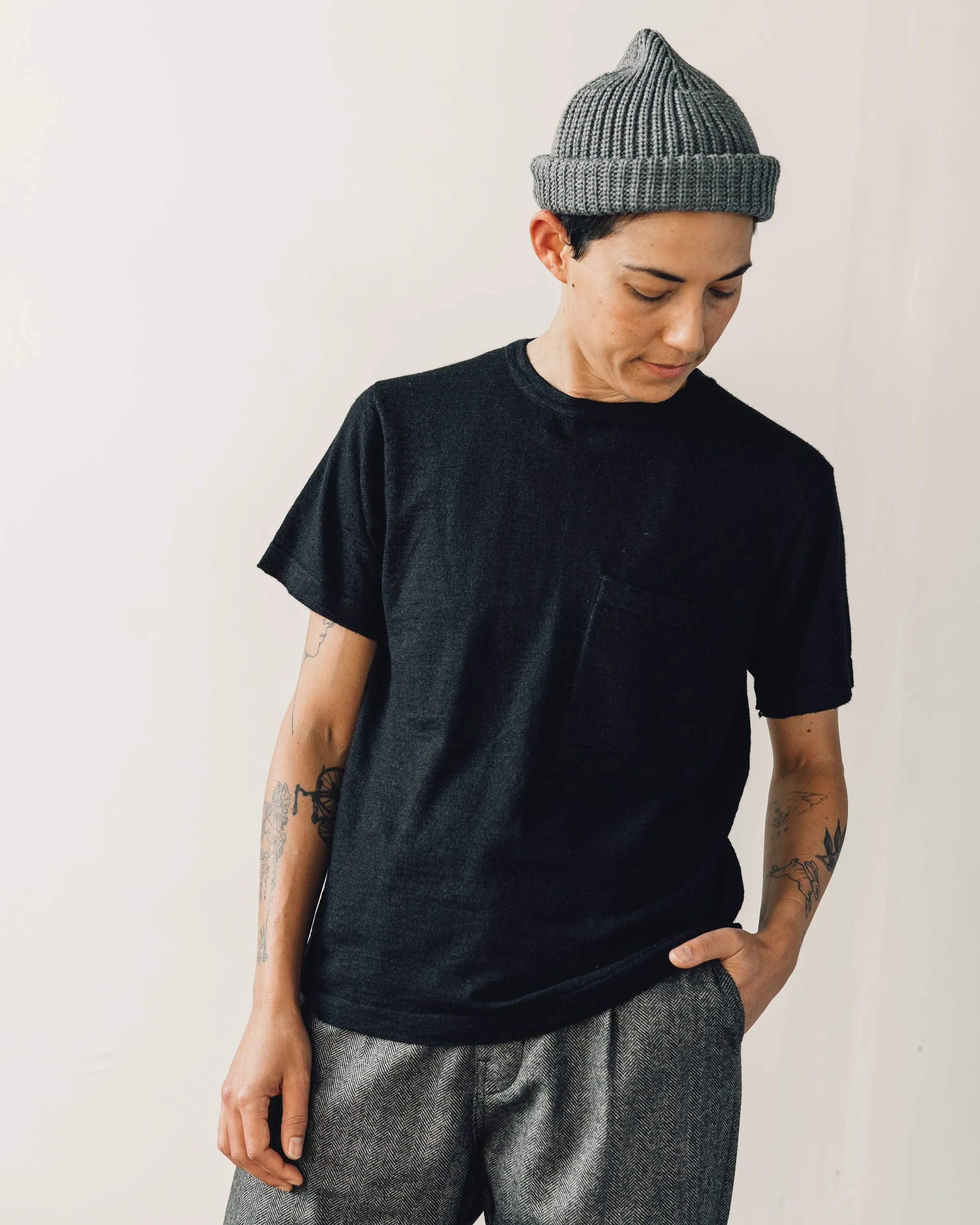 Evan Kinori Pocket Tee Sweater, Black