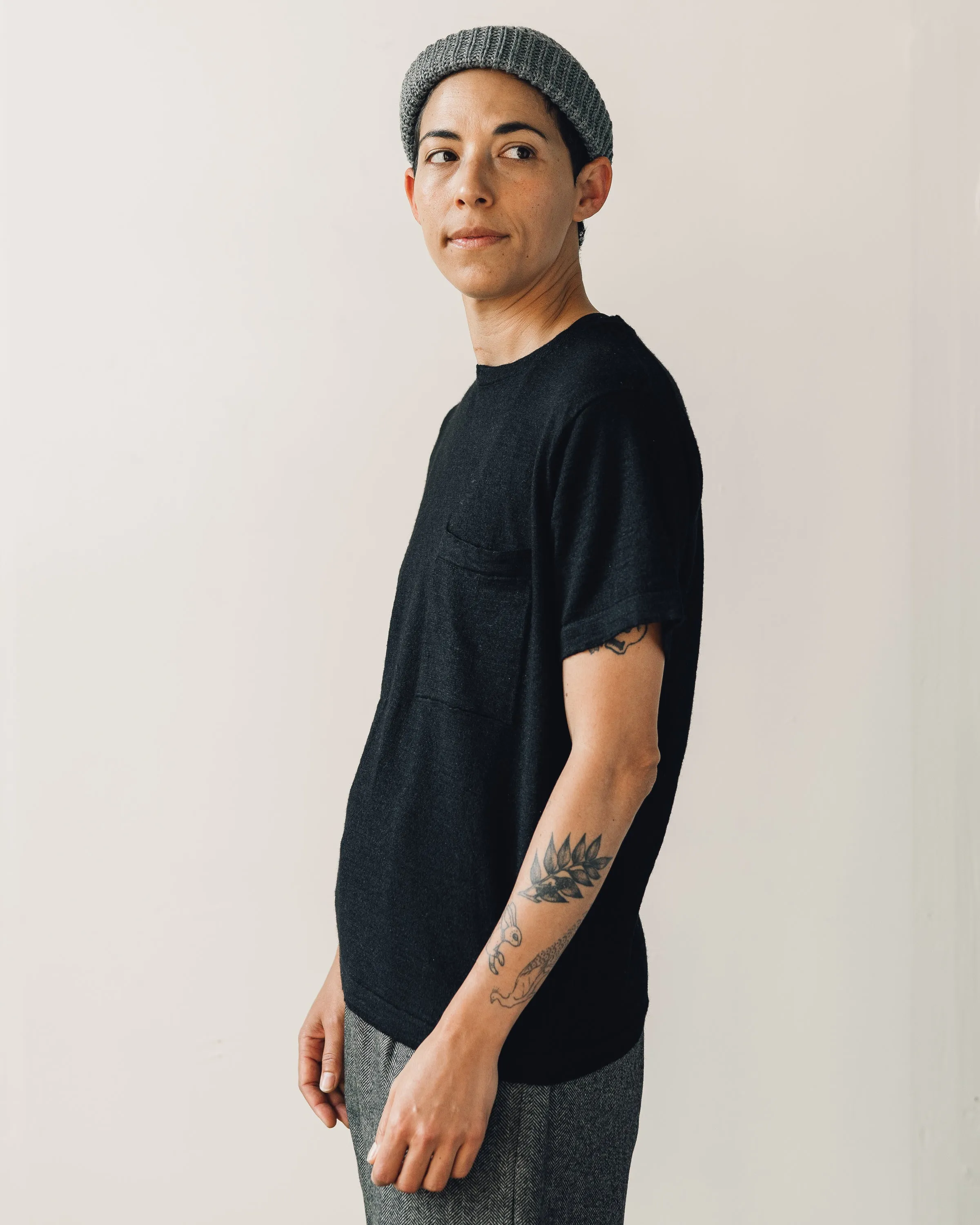 Evan Kinori Pocket Tee Sweater, Black