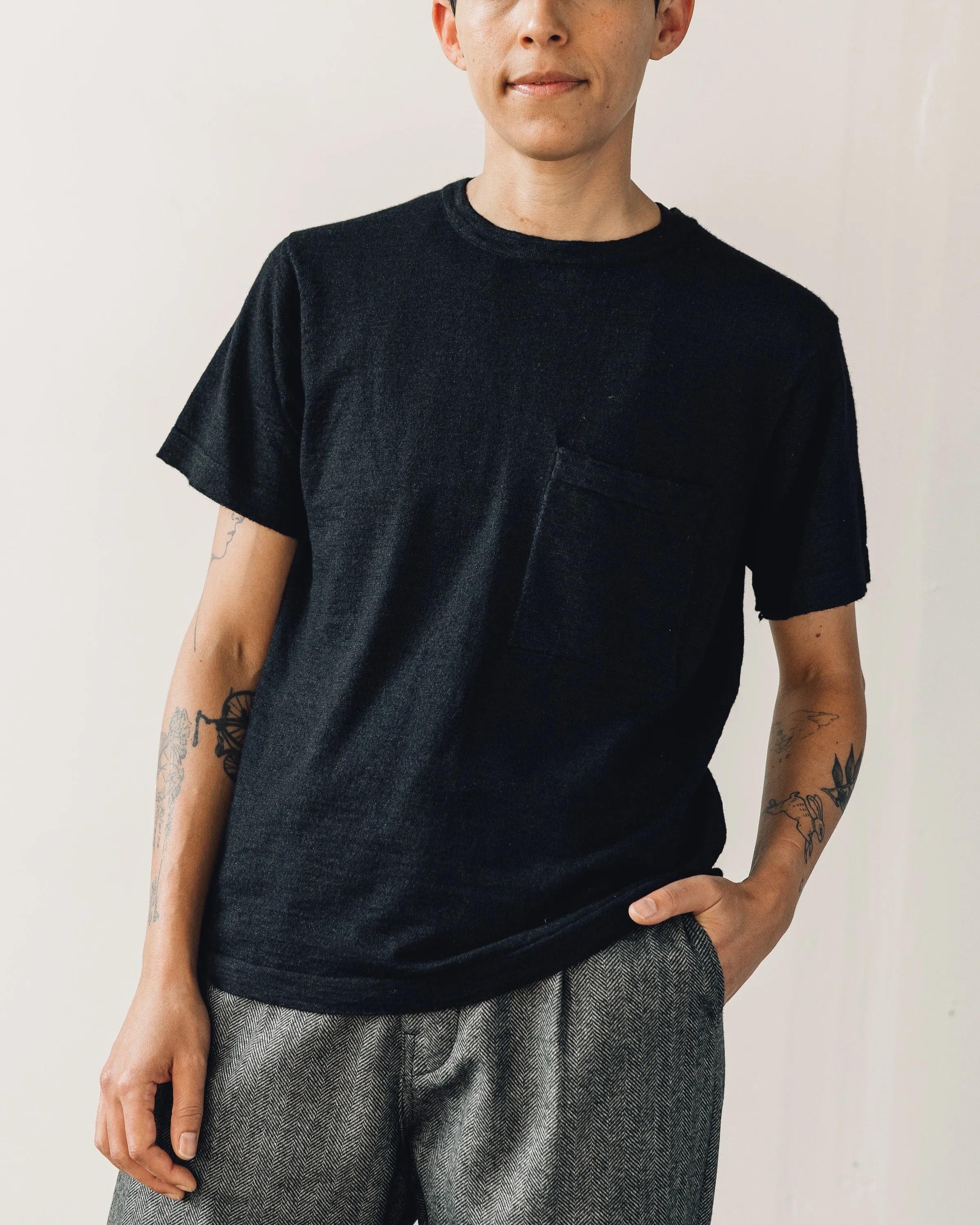 Evan Kinori Pocket Tee Sweater, Black