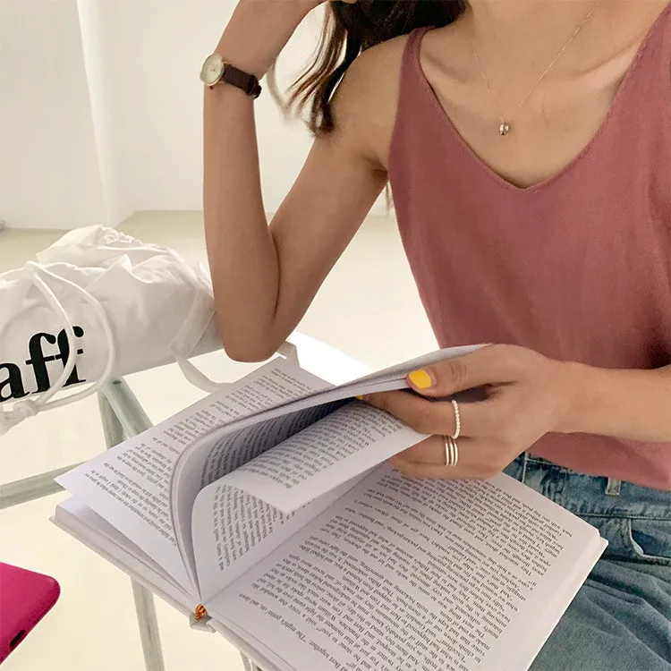 [Korean Style] 6 Color Loose Fit Summer Cotton Camisole Tank Top
