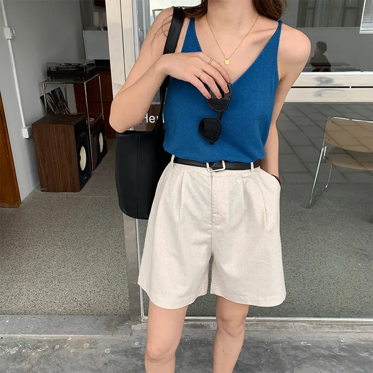 [Korean Style] 6 Color Loose Fit Summer Cotton Camisole Tank Top
