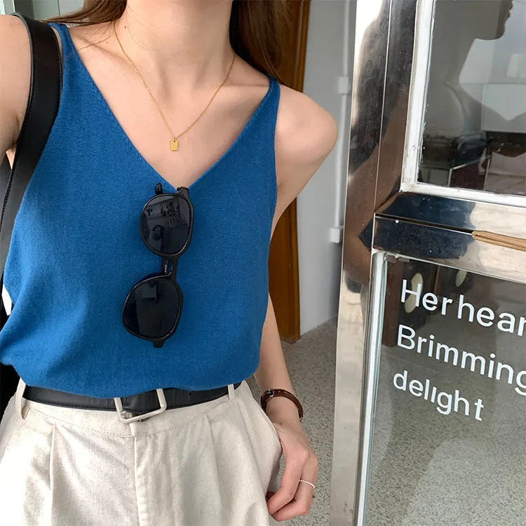 [Korean Style] 6 Color Loose Fit Summer Cotton Camisole Tank Top
