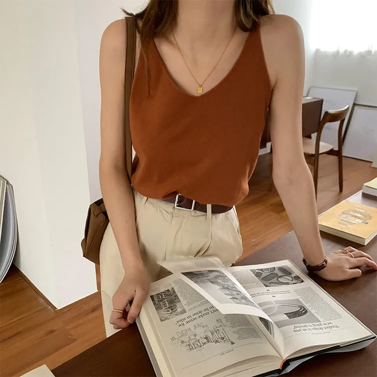 [Korean Style] 6 Color Loose Fit Summer Cotton Camisole Tank Top