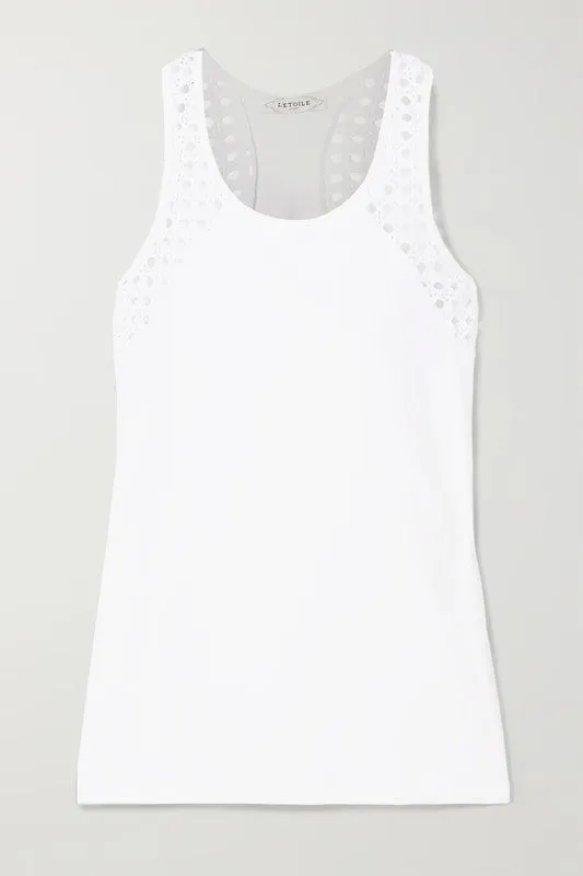 L'Etoile Pointelle Trim Tank - White