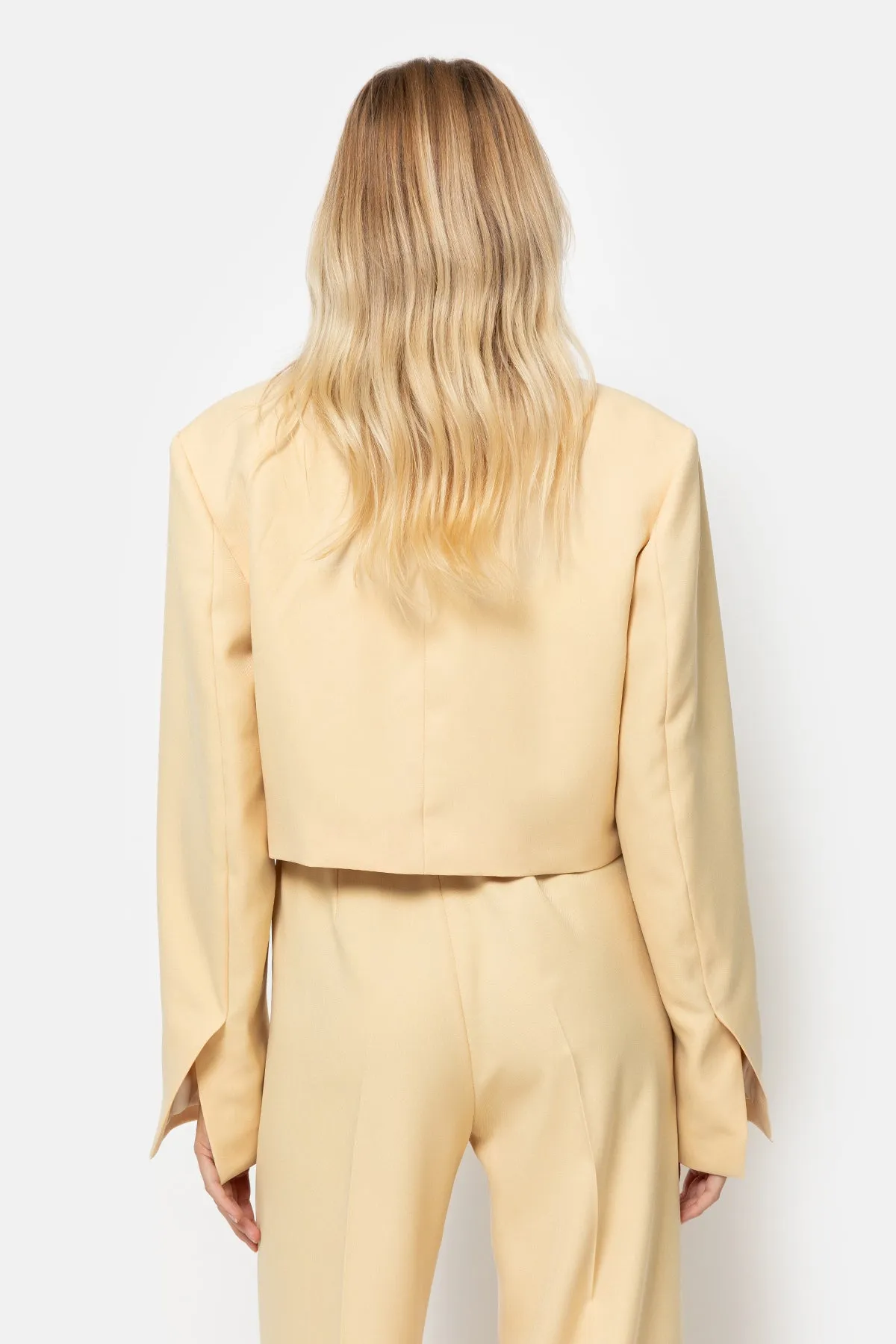 Lygie Cropped Double Breasted Blazer | Yellow