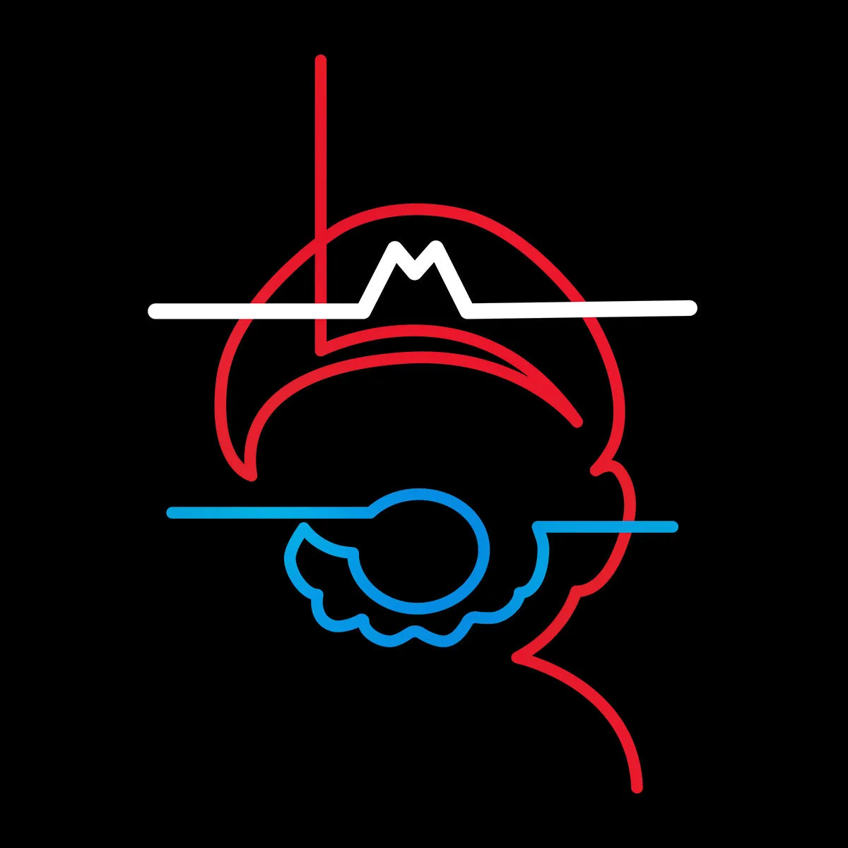 Mario One line drawing Mario Super T-Shirts for Kids OLD SKOOL