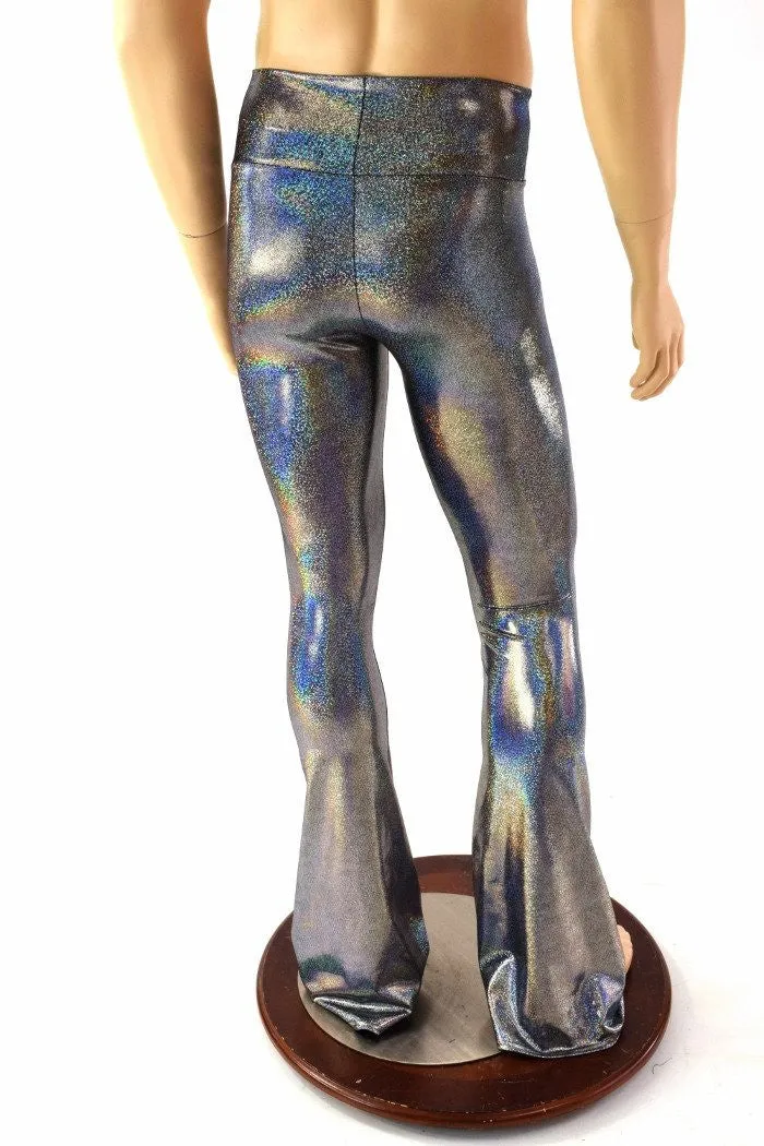 Mens Silver Holographic Bootcut Leggings