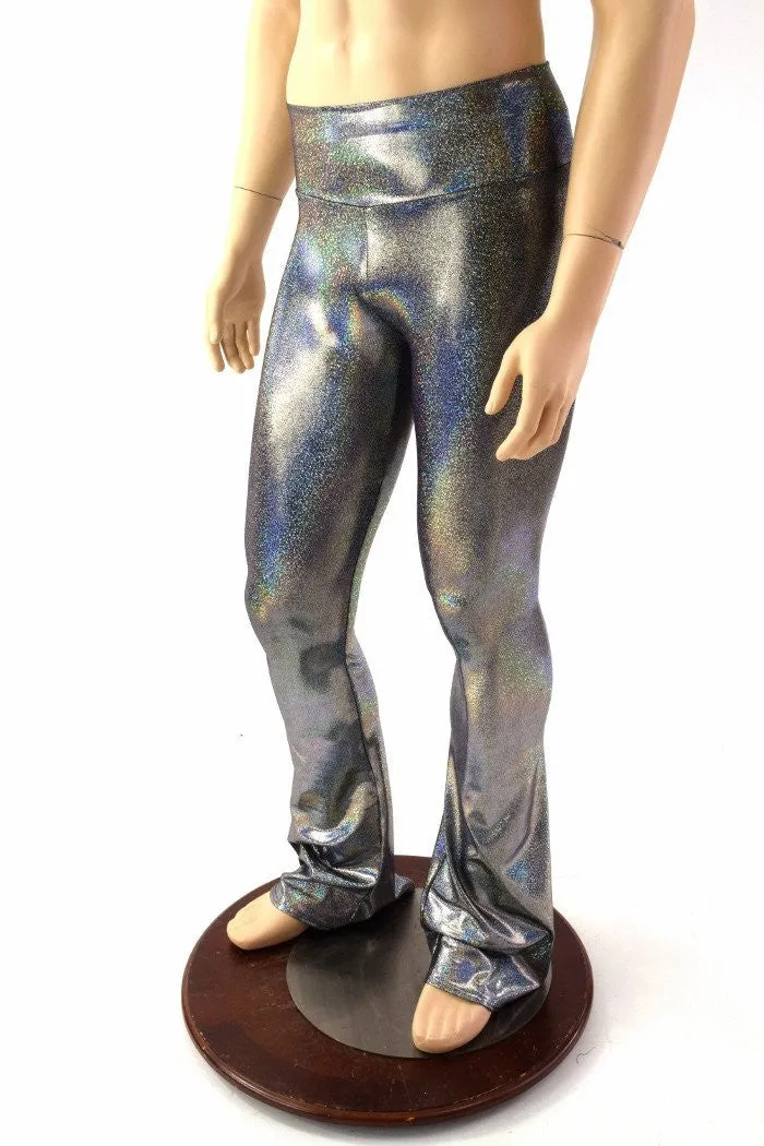 Mens Silver Holographic Bootcut Leggings