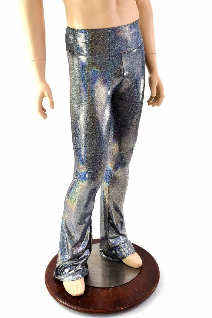 Mens Silver Holographic Bootcut Leggings