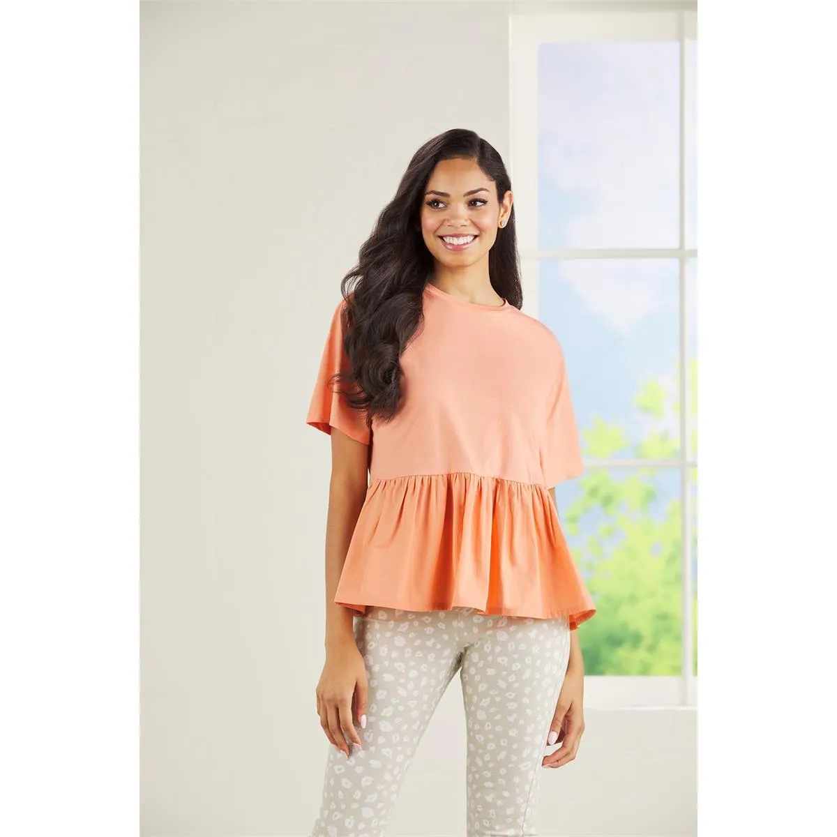 Mud Pie Coral Fallon Peplum Top