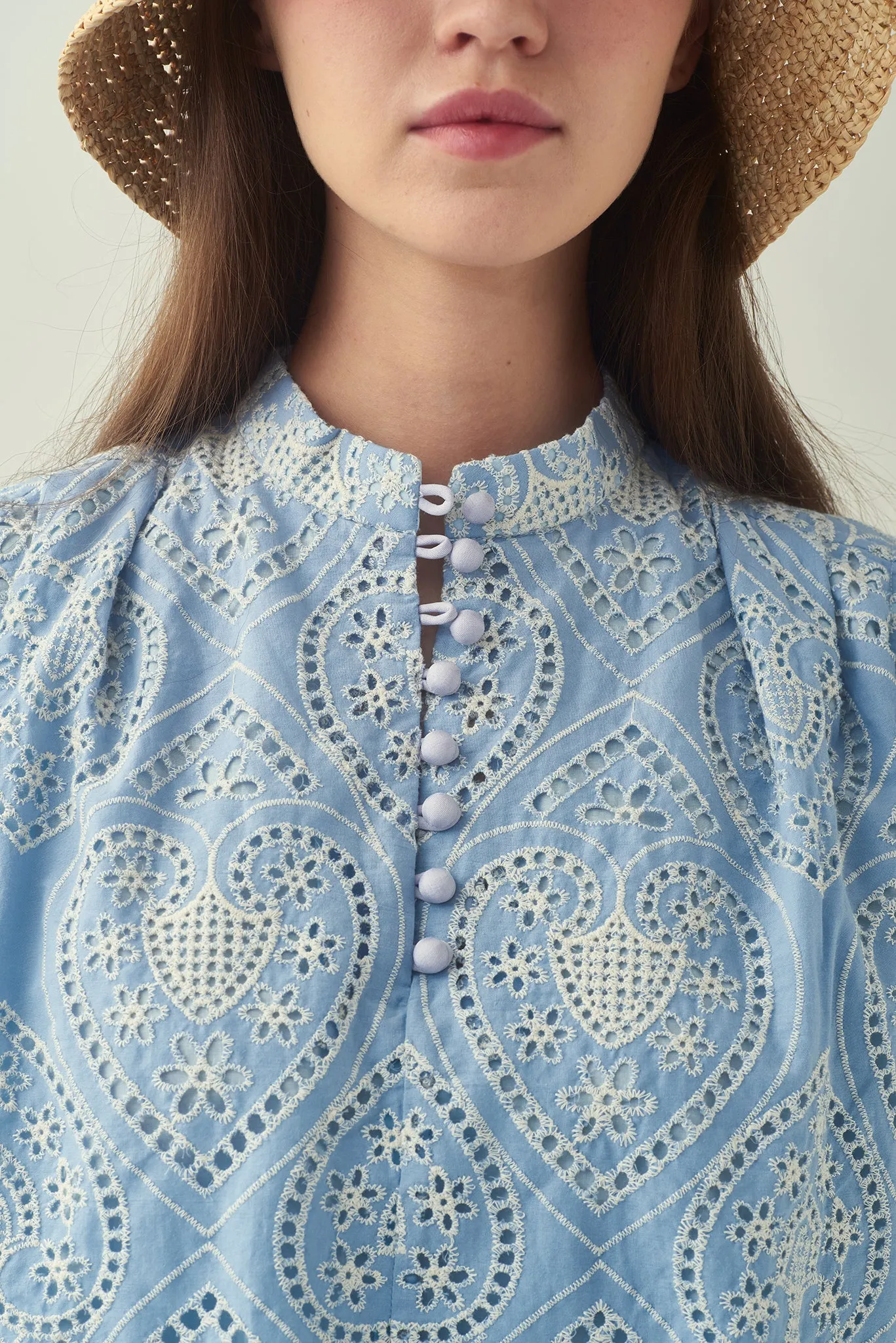 NORA Frill Shoulder Sleeveless Blouse (Blue)