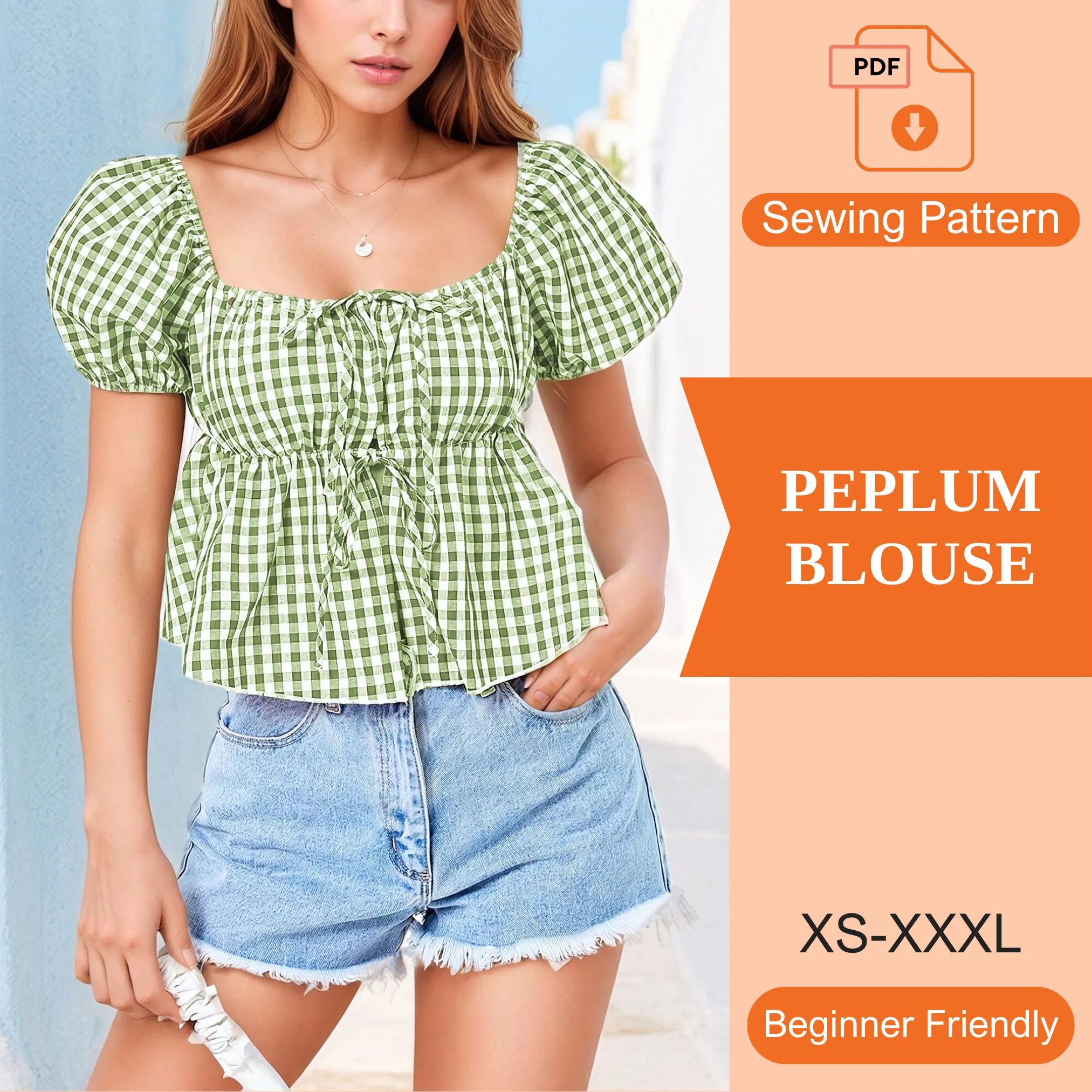 Peplum Blouse PDF Sewing Pattern