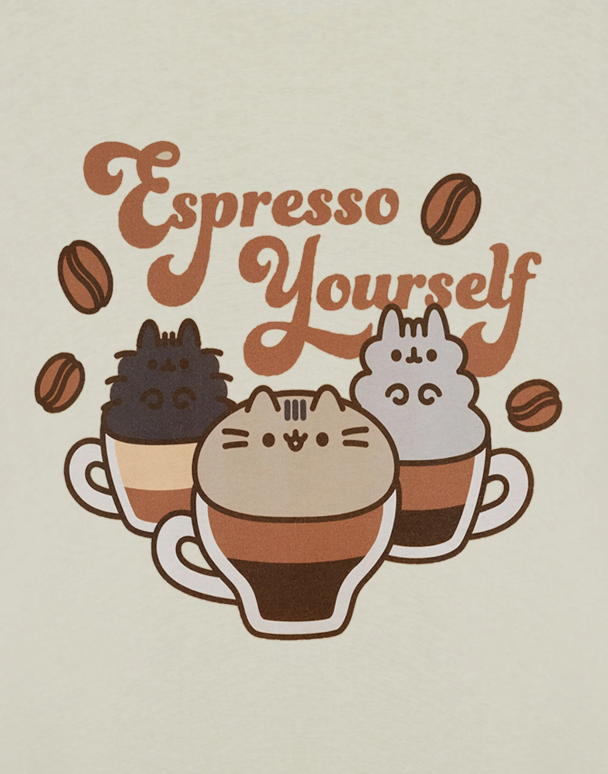 Pusheen Espresso Yourself Womens Beige Short Sleeved T-Shirt