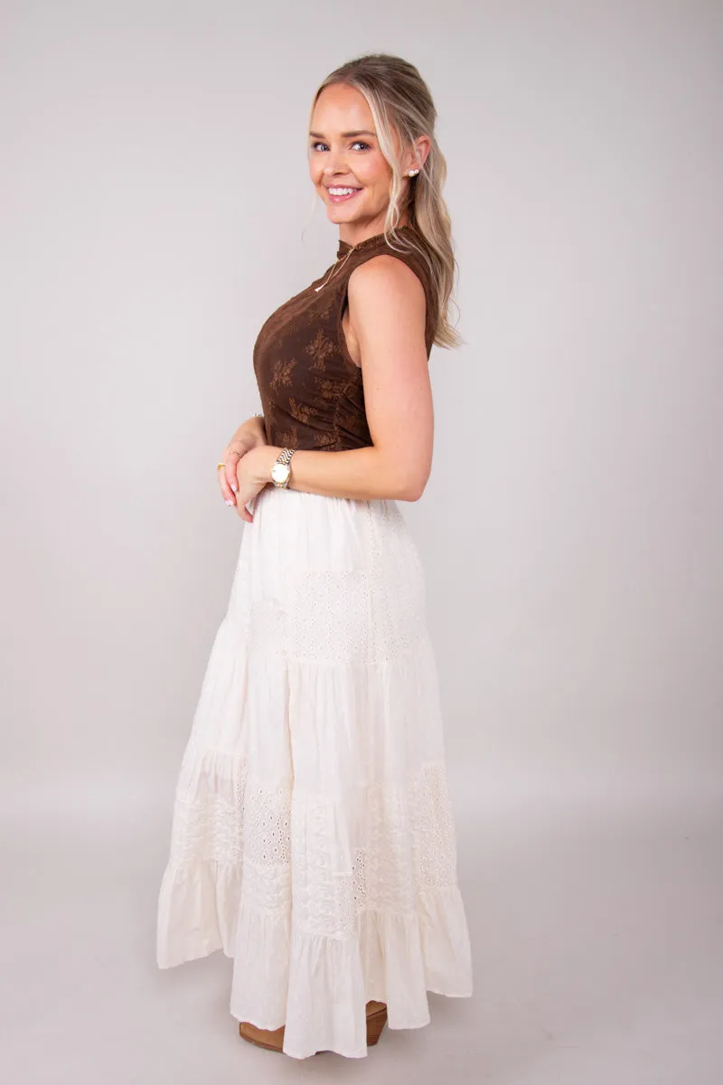 Sheer Lace Muscle Tank - Brown - FINAL SALE