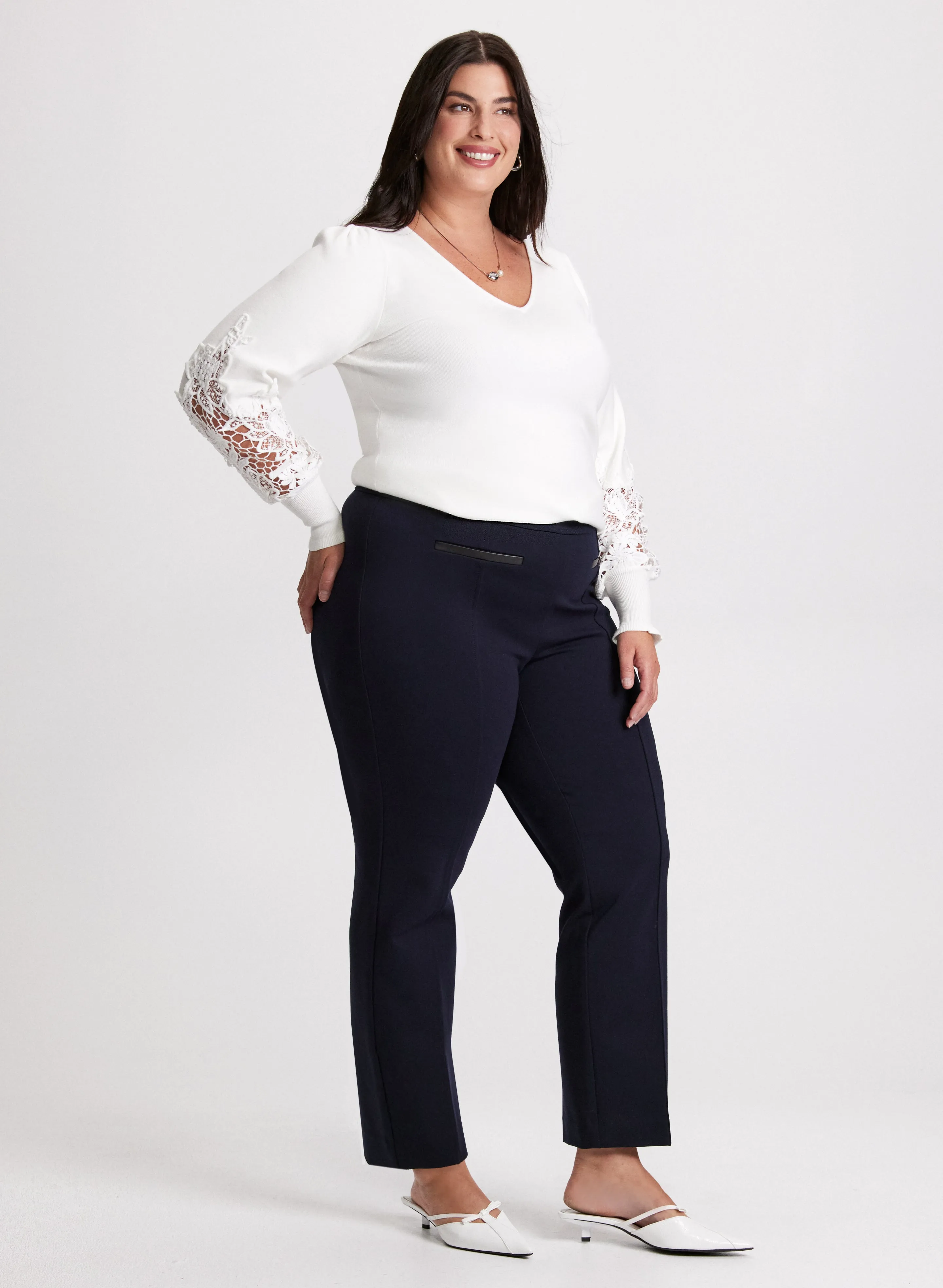 Sofia Pull-On Straight-Leg Pants