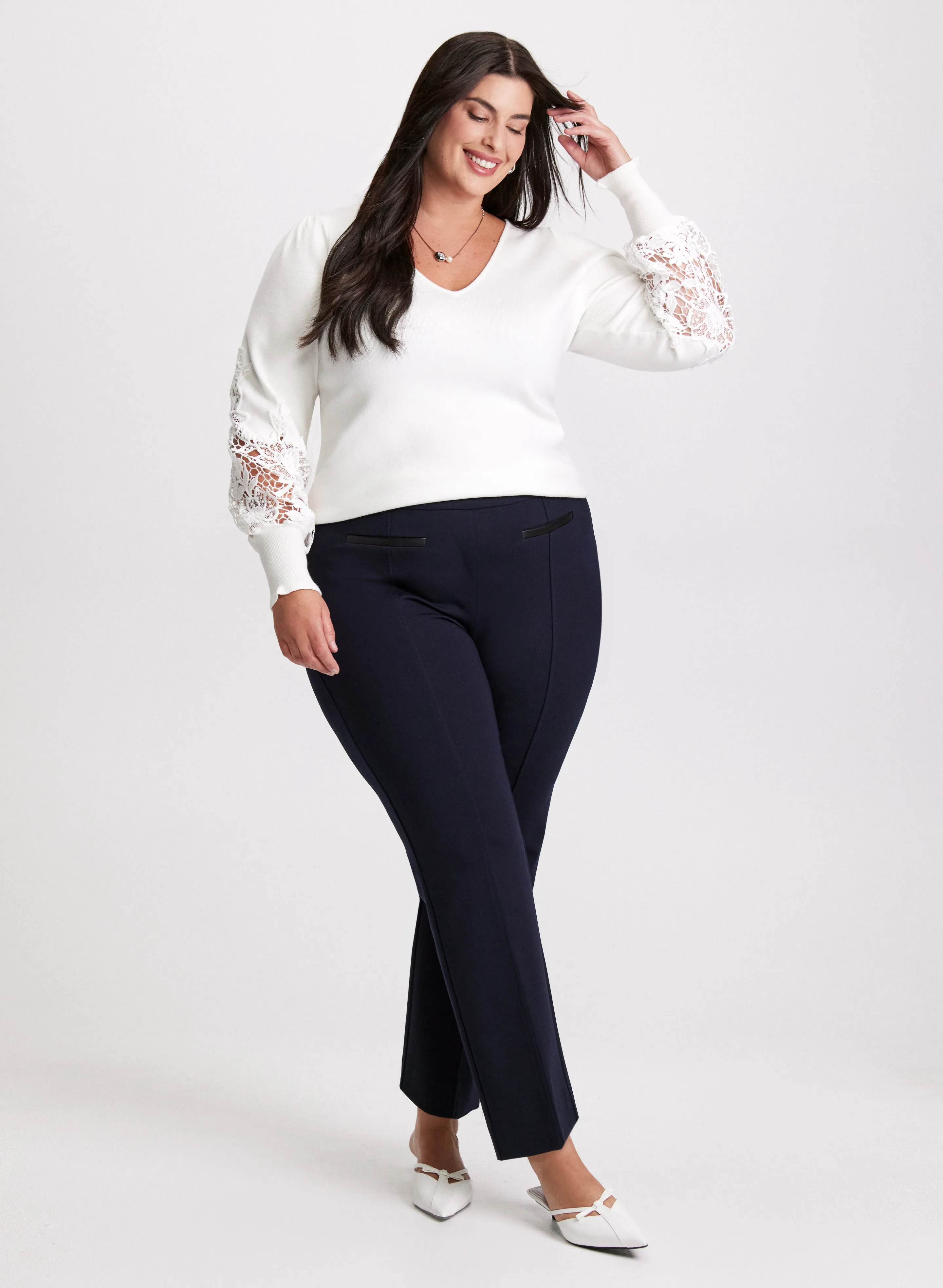Sofia Pull-On Straight-Leg Pants