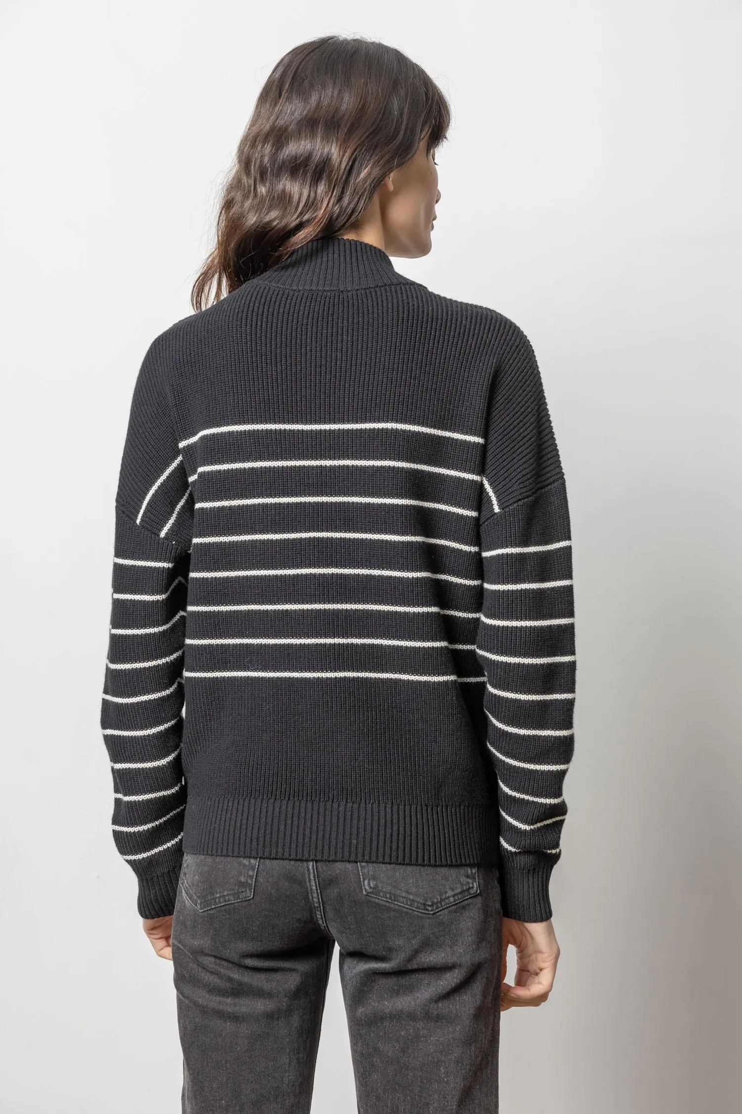 Striped Zip Front Sweater