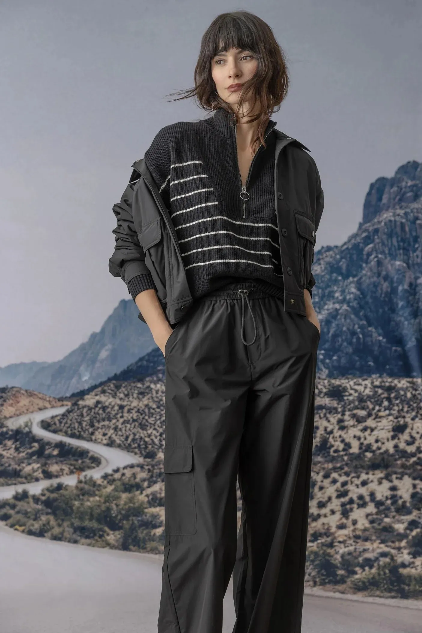 STRIPED ZIP FRONT SWEATER