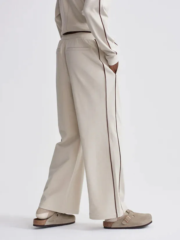 Varley Brushed Rib Wide Leg Pant 28 - Cement Marl/Bitter Chocolate
