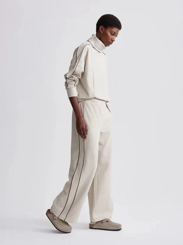 Varley Brushed Rib Wide Leg Pant 28 - Cement Marl/Bitter Chocolate