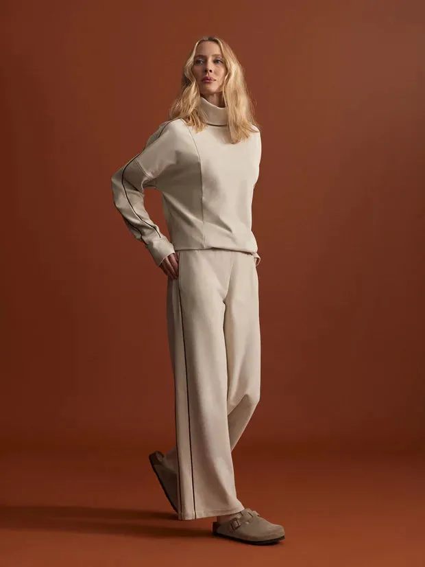 Varley Brushed Rib Wide Leg Pant 28 - Cement Marl/Bitter Chocolate