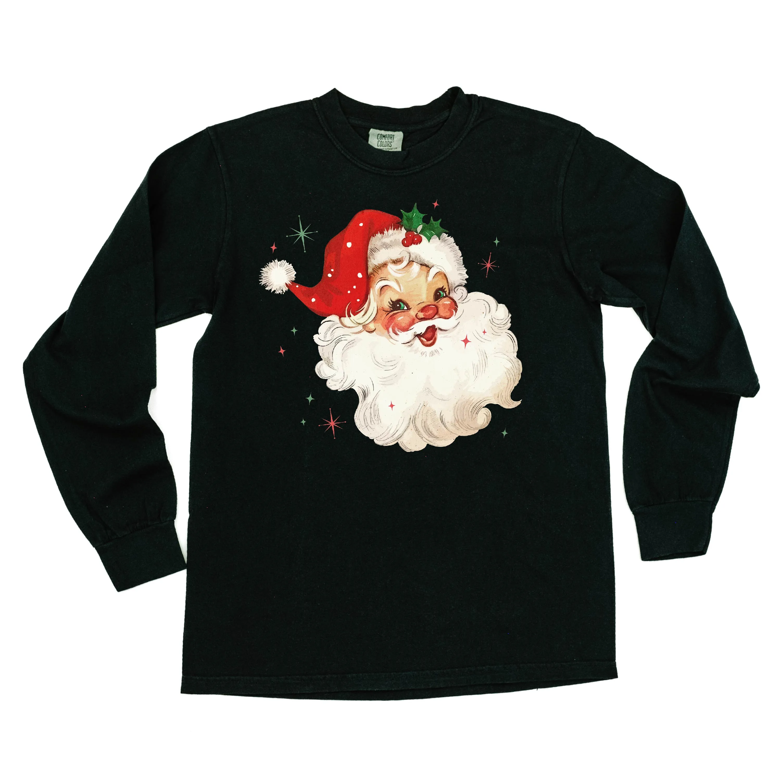 Watercolor Santa - LONG SLEEVE Comfort Colors Tee