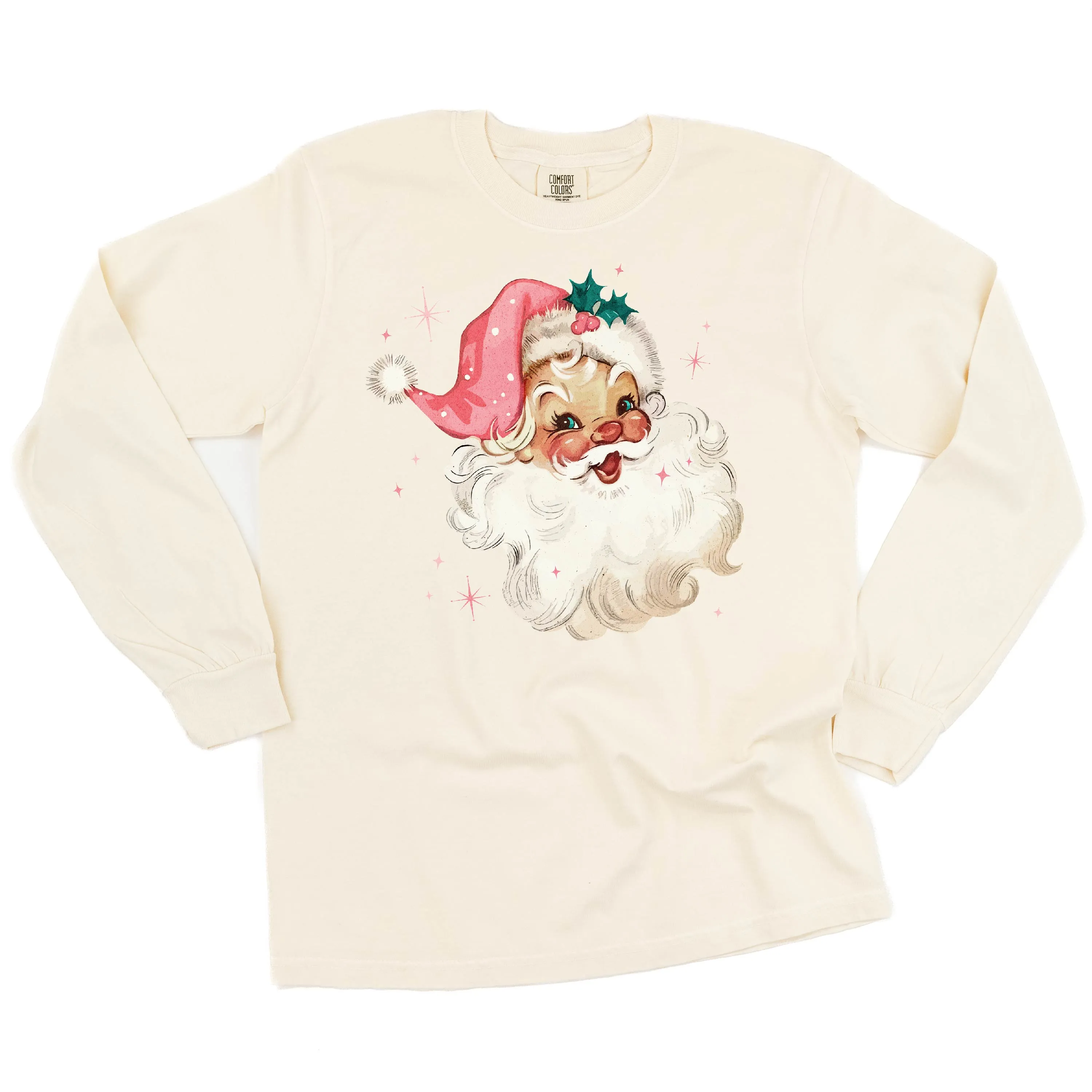 Watercolor Santa - LONG SLEEVE Comfort Colors Tee