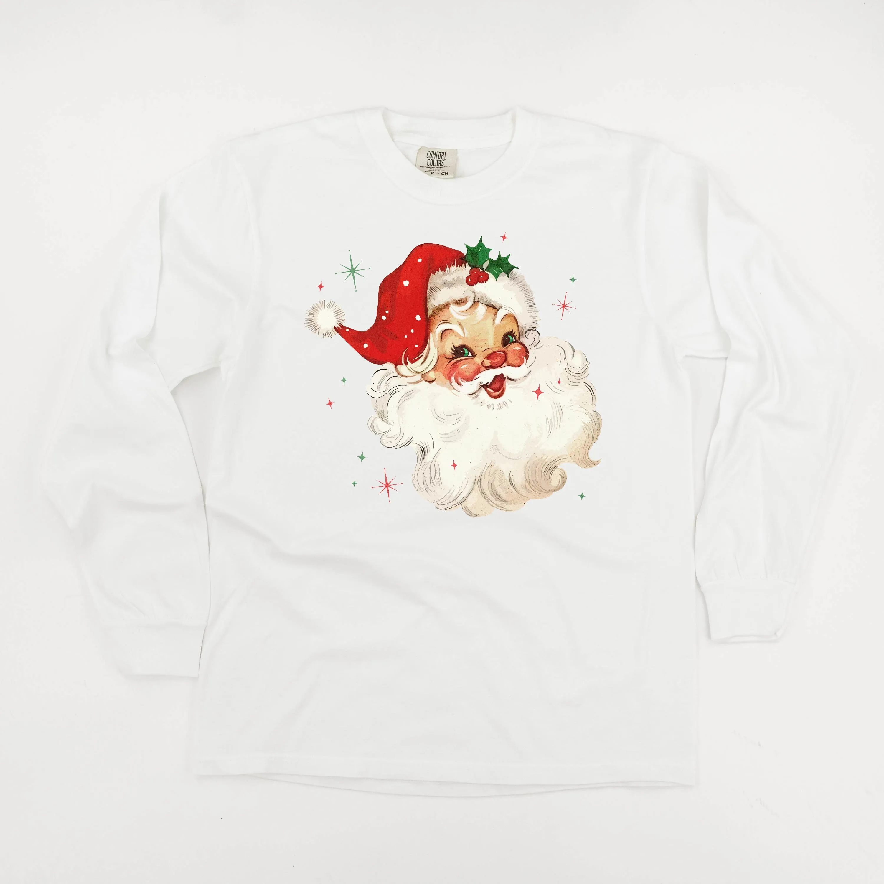 Watercolor Santa - LONG SLEEVE Comfort Colors Tee
