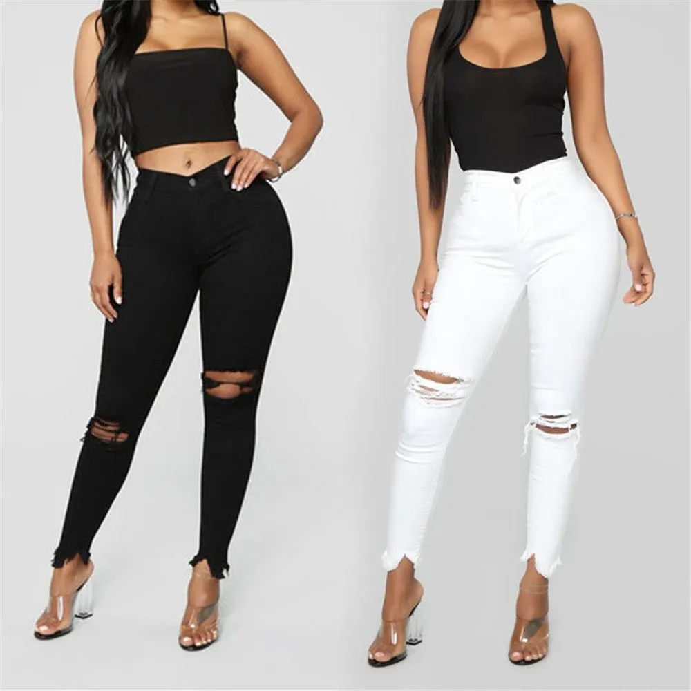Women High Waist Casual Jeans
