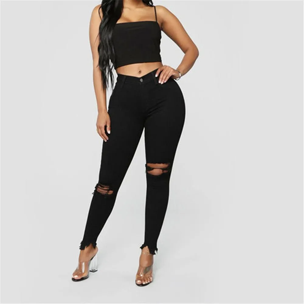 Women High Waist Casual Jeans