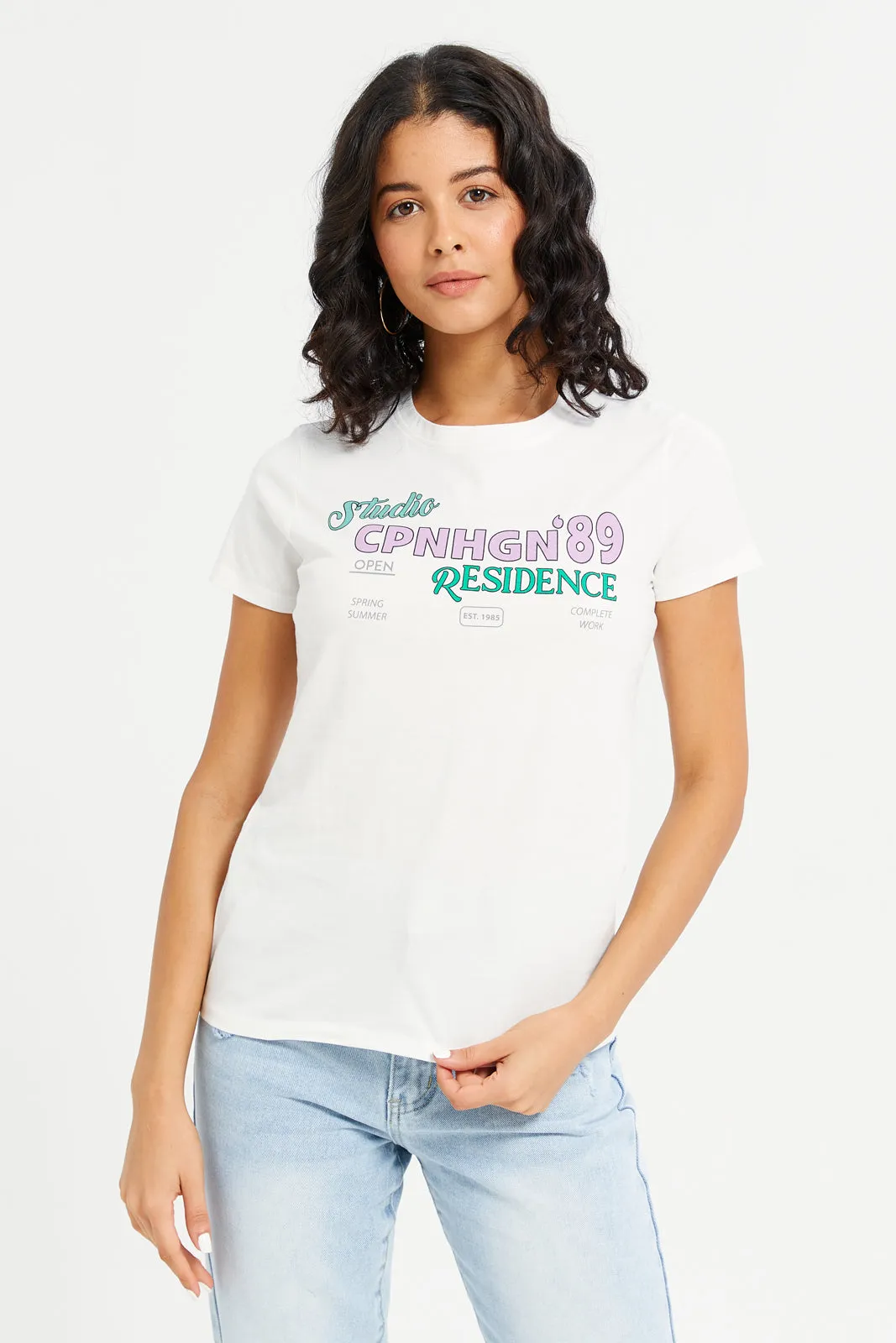 Women Ivory Copenhagen Printed T-Shirt