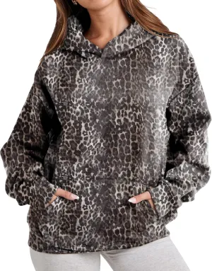 Womens Camo Hoodies Maple Leaf Print Oversized Hooded Sweatshirt Fleece Pullover Sweatshirts Long Sleeve with Pocket